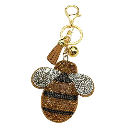 Llavero GPS para Adultos con Alzheimer - Big Fat Brown Bee con Cristal y Borla - Accesorio Elegante
