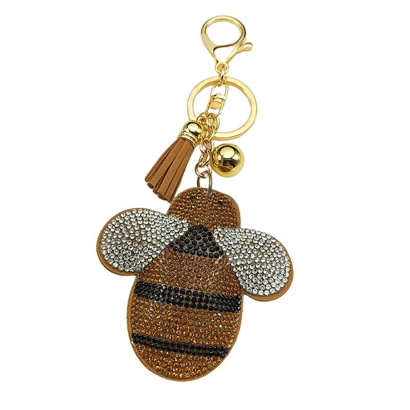 Llavero GPS para Adultos con Alzheimer - Big Fat Brown Bee con Cristal y Borla - Accesorio Elegante