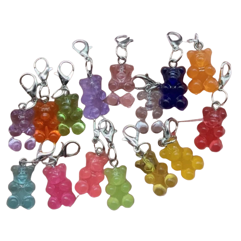 Llavero para Bolso de Osito Traslúcido - 15 Piezas Jelly, Colores Surtidos, Decoración Charm Premium
