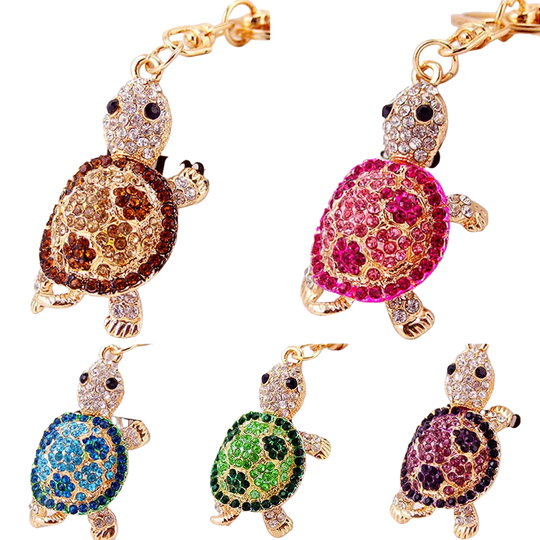 Llavero para Bolso de Tortuga con Pedrería Brillante - Charm Elegante y Resistente