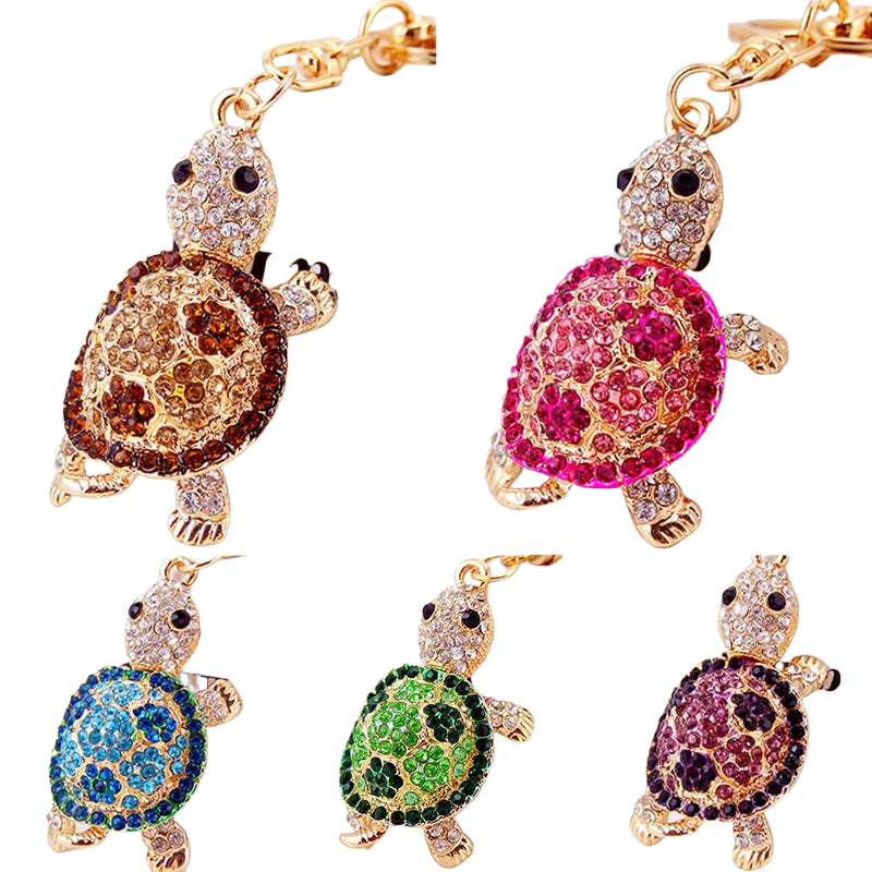 Llavero para Bolso de Tortuga con Pedrería Brillante - Charm Elegante y Resistente