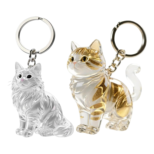 Llavero para Bolso Gato Transparente - Guarda el Pelaje de tu Mascota con Estilo Premium