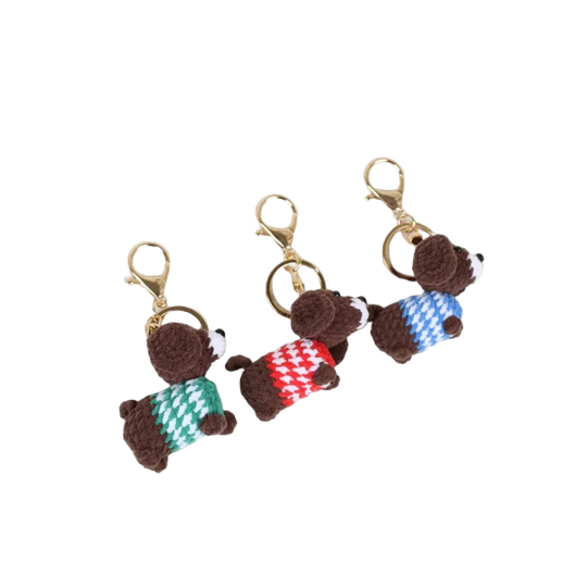 Llavero Personalizado Perro Salchicha Tejido a Mano - Regalo Original y Premium
