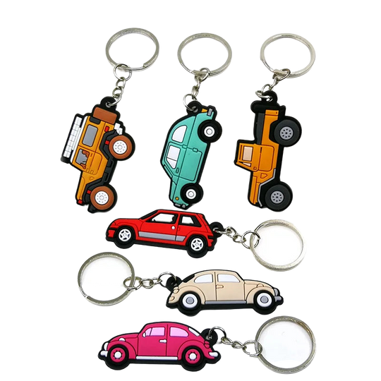 Llaveros Charms de Coche en 6 Colores - Llavero de PVC para Bolso, Regalo para Niño
