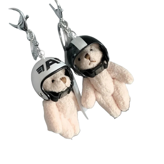 Llaveros Originales para Coche - Peluche Oso con Casco Y2K, Colgante Decorativo para Llaves, Mochila