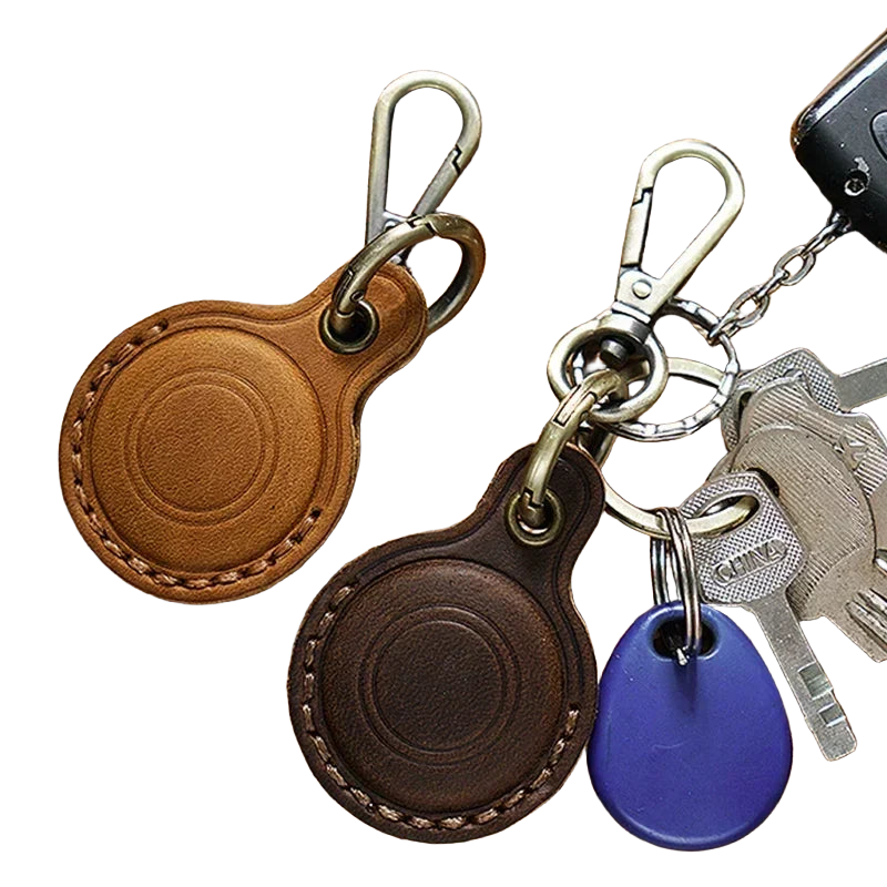 Llaveros para AirTag de Cuero Retro - Funda Protectora Anticaídas para Localizador Apple, Accesorio