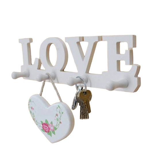 Perchero de Pared Love de Madera Blanca