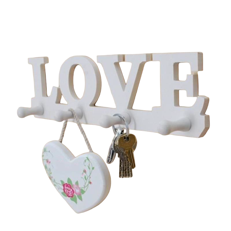 Perchero de Pared Love de Madera Blanca