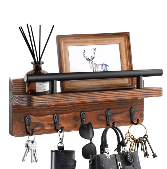 Private Key de tu Llavero - Organizador de Pared Premium con 5 Ganchos de Madera