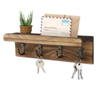 Private Key de tu Llavero - Soporte Rústico de Madera con 4 Ganchos, Estante Flotante Decorativo par