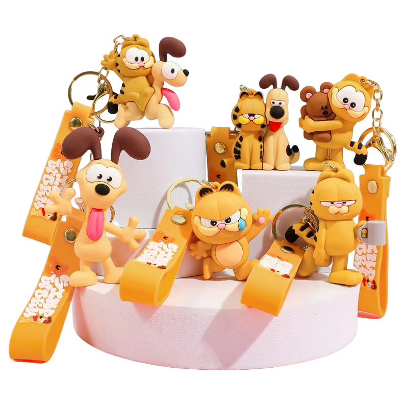 Set de Llaveros con Peluches Originales Garfield & Odie 3D Silicona - Regalo Divertido