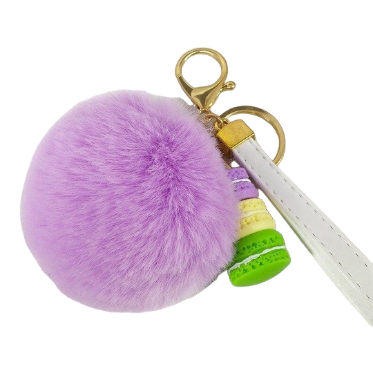 Llavero Pompón Morado con Macarons