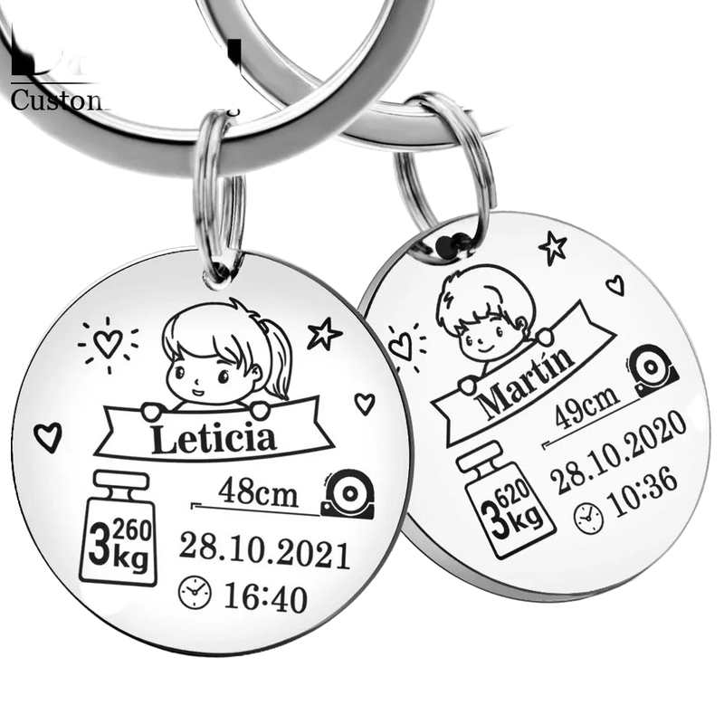 Llaveros Personalizados para Bebé Recién Nacido - Regalo Emotivo para Mamá y Papá