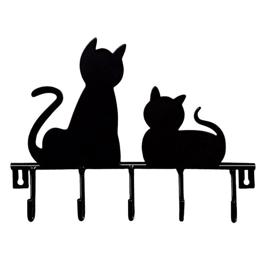 Perchero de Pared con Siluetas de Gatos