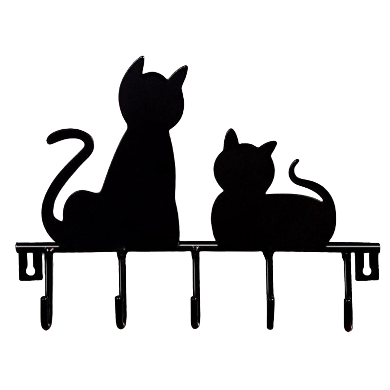 Perchero de Pared con Siluetas de Gatos